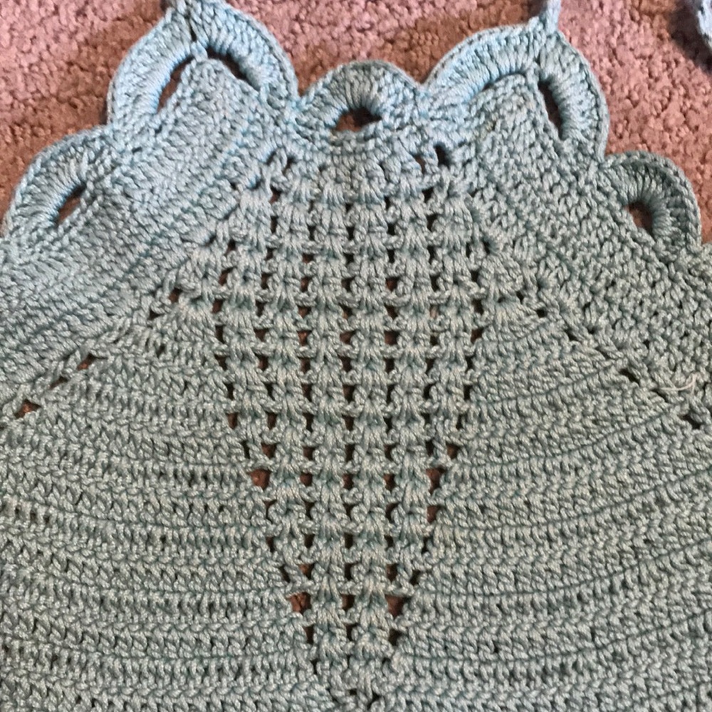 Sea foam green Vintage crochet halter top - Picture 2 of 2